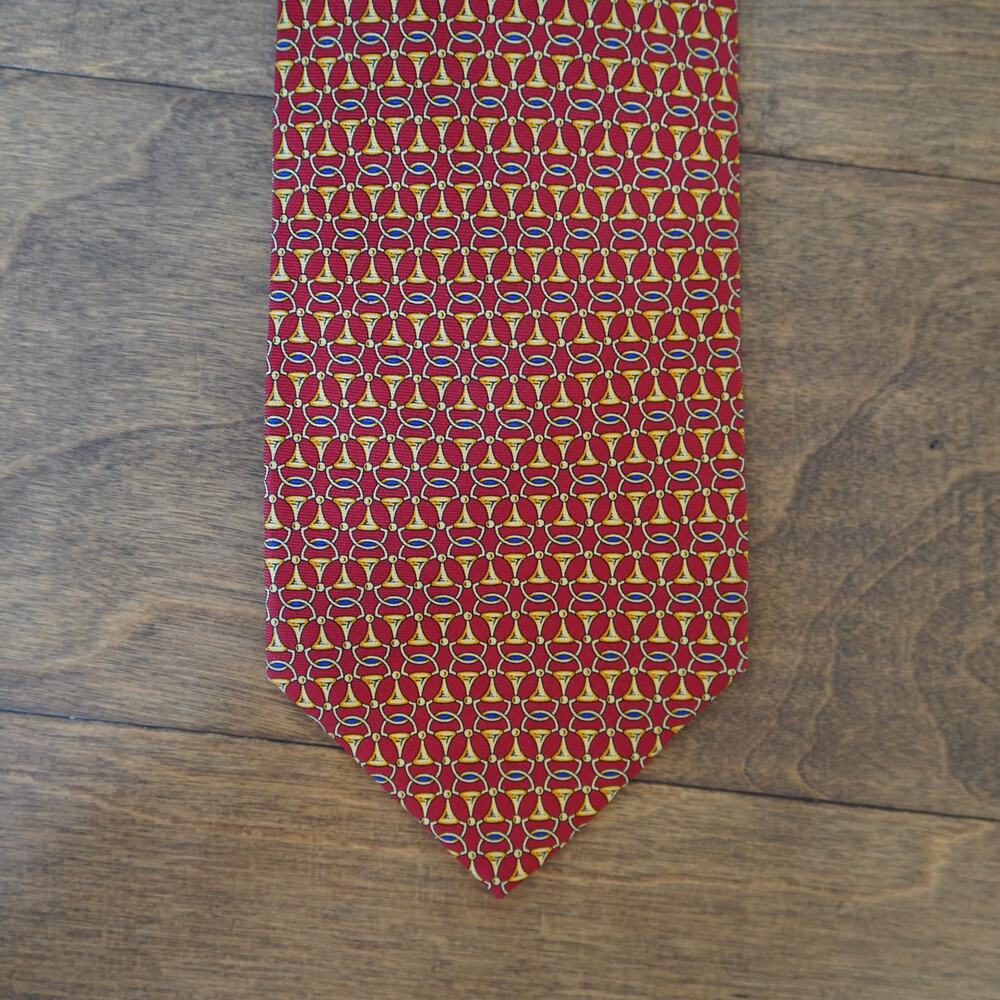 Burberrys London Silk MEN'S TIE RED GEOMETRIC W: 3.75" L: 60"
